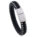 Pulseira de Couro e Aço Inoxidável
