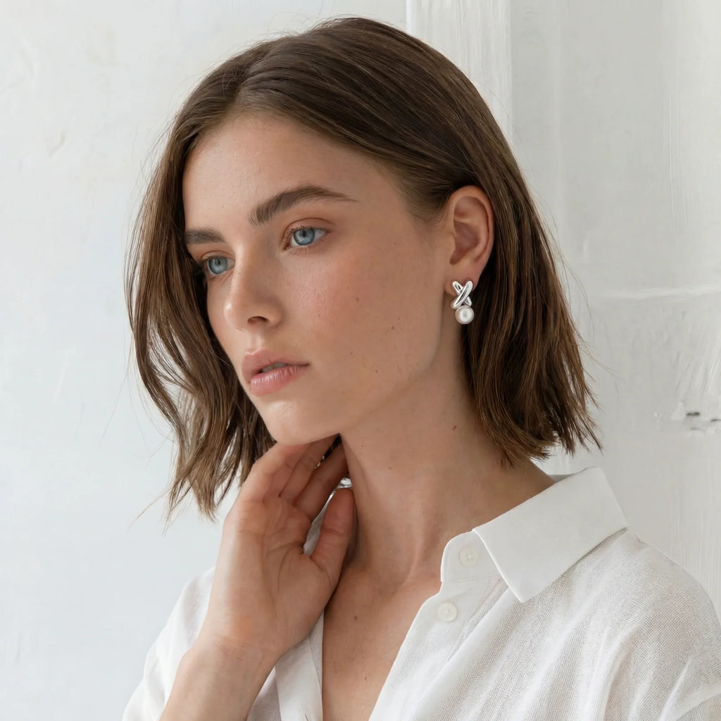 Brincos Pérola Infinito