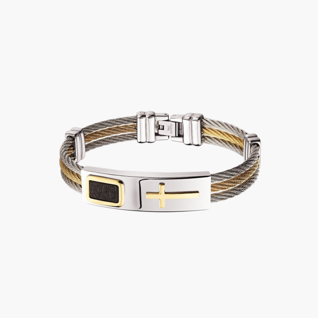 Pulseira Cruz em Aço Inoxidável