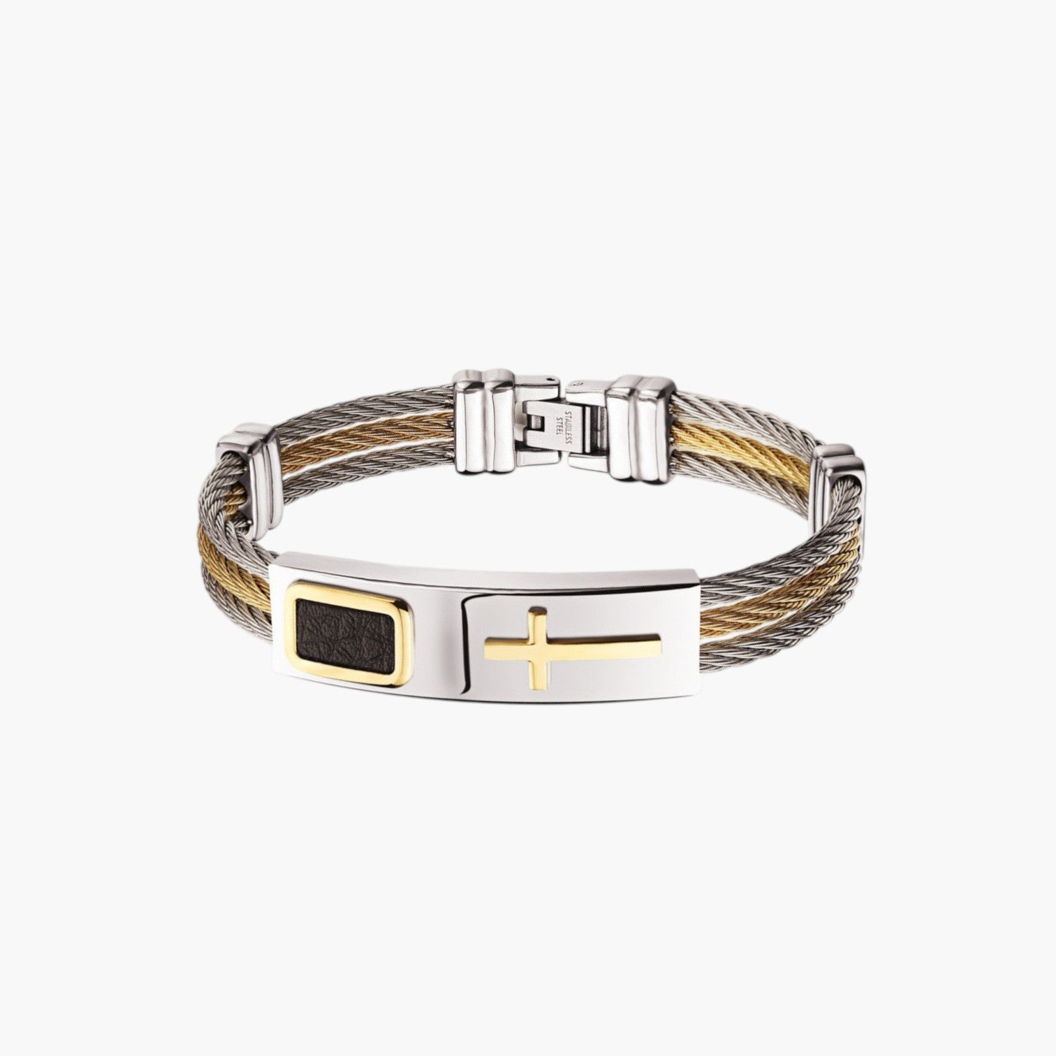 Pulseira Cruz em Aço Inoxidável