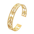 Pulseira "Folhas", Aço Banhado a Ouro 18K