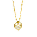 Colar dado com zirconia, Aço banhado a ouro 18K
