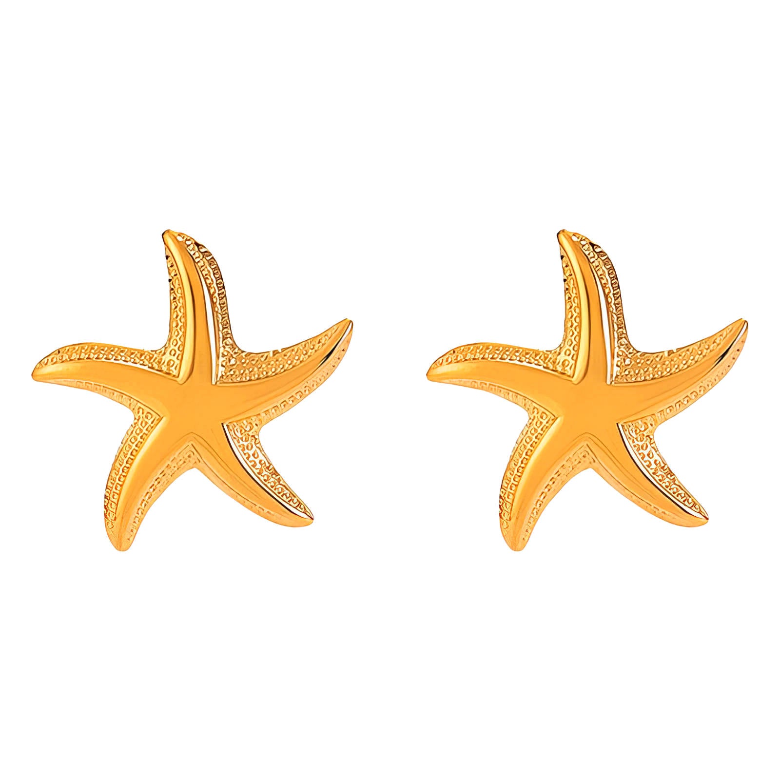 Brincos "Estrelas do Mar", Aço Banhado a Ouro 18K