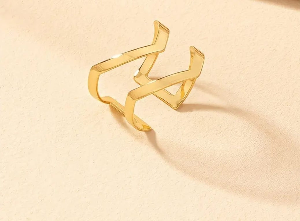 Anel aberto banhado a ouro 18k