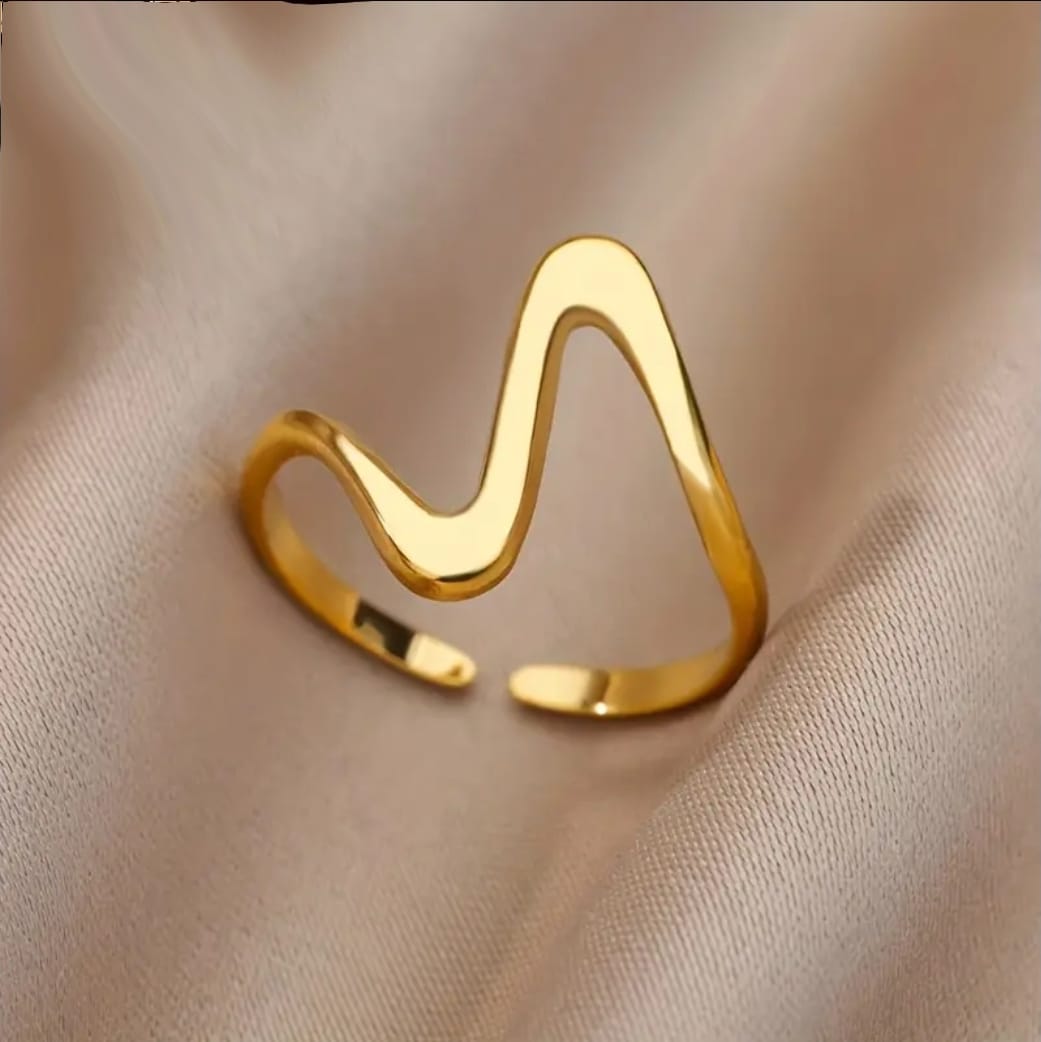 Anel Ondas banhado a ouro 18k