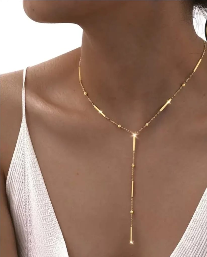 Colar traçado banhado a ouro 22k