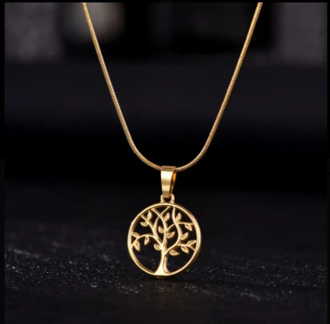 Colar árvore da vida p, banhado a ouro 18k