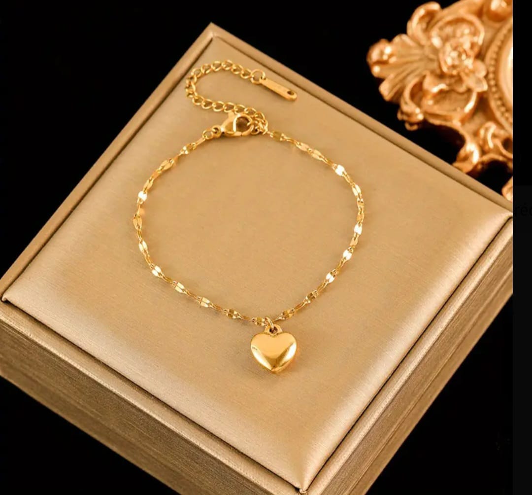Pulseira Coração banhado a ouro 18k