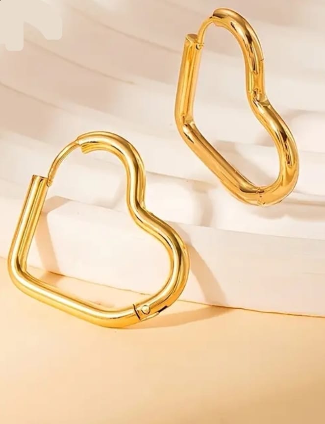 Argola coração banhado a ouro 18k