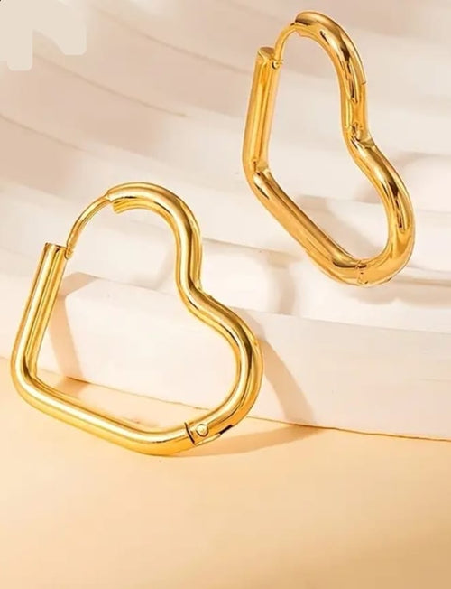 Argola coração banhado a ouro 18k