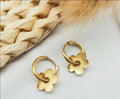 Brinco argola flor aço inoxidavel banhado a ouro 18k