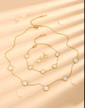Conjunto Trevo Aço Inoxidavel banhado a ouro 18k