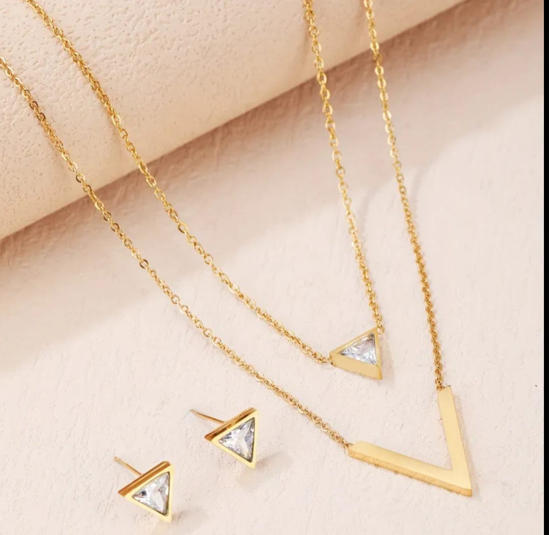 Conjunto V Colar e Brinco