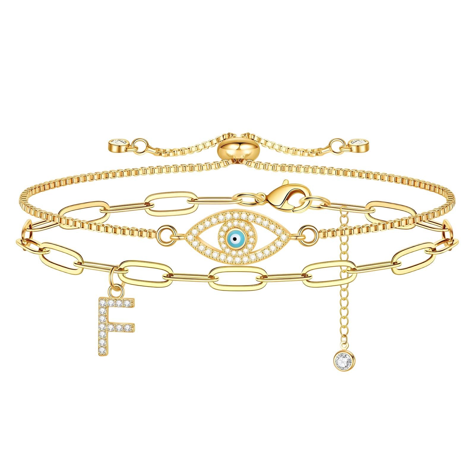 Pulseira "olho grego", Aço Banhado a Ouro 18K