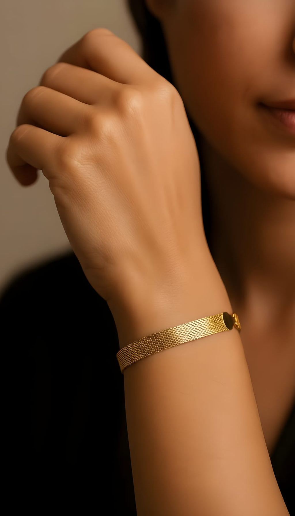 Pulseira rede, Aço banhado a ouro 18K
