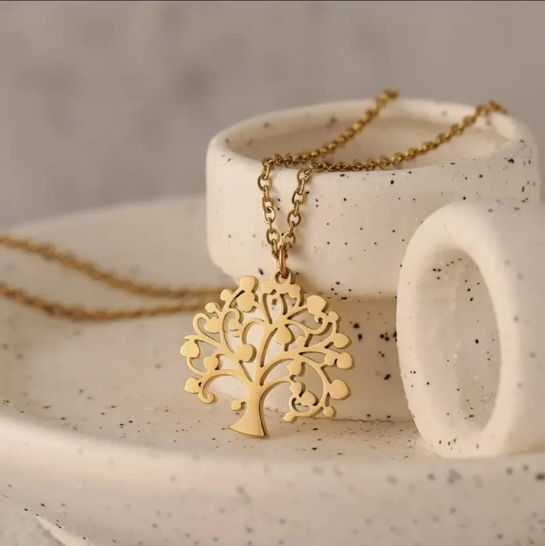 Colar árvore da vida G banhado a ouro 18k