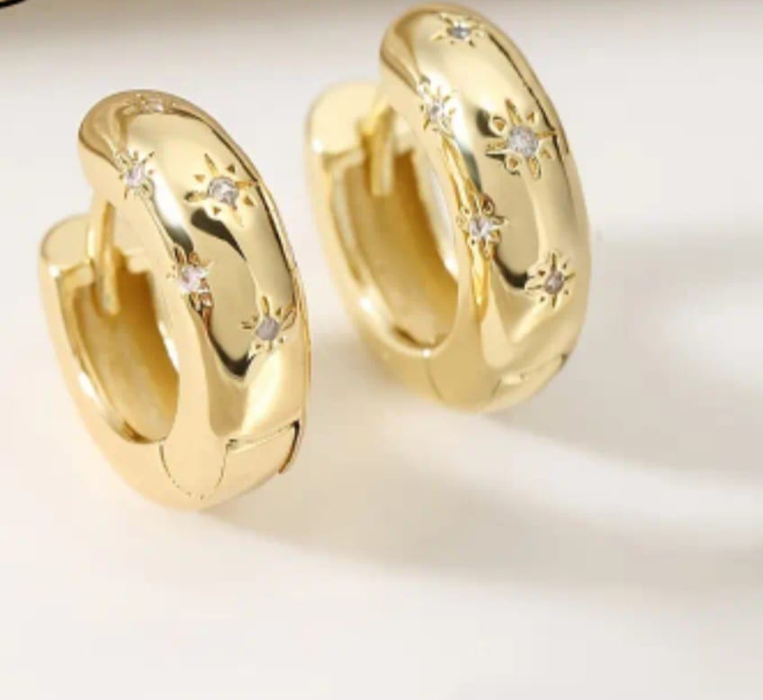 Argola aço inoxidavel banhada a ouro 18k