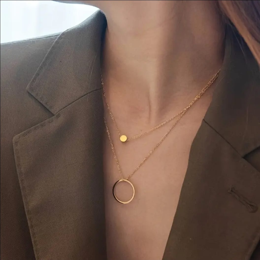 Colar circulo Duplo banhado a ouro 18k
