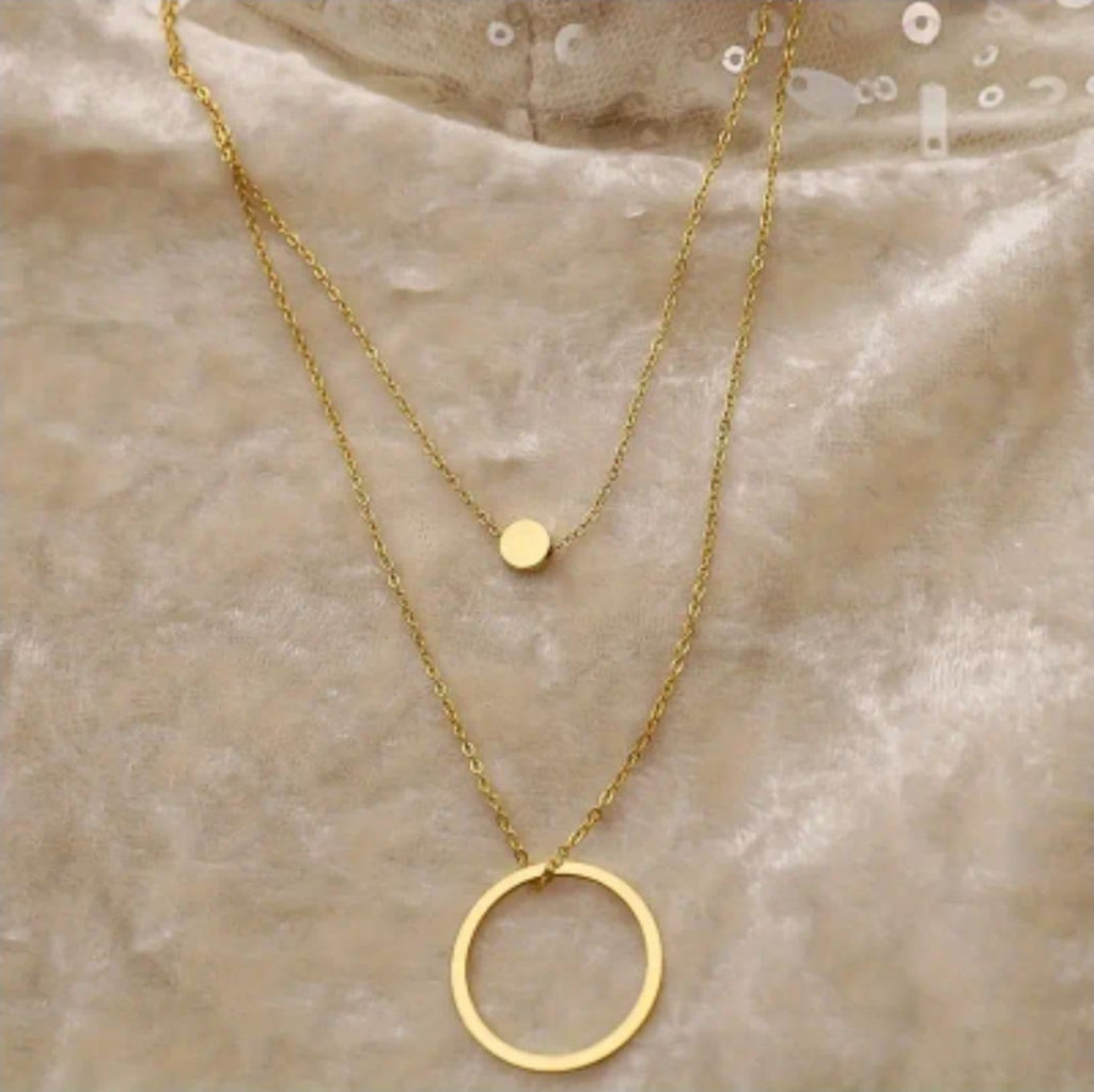 Colar circulo Duplo banhado a ouro 18k