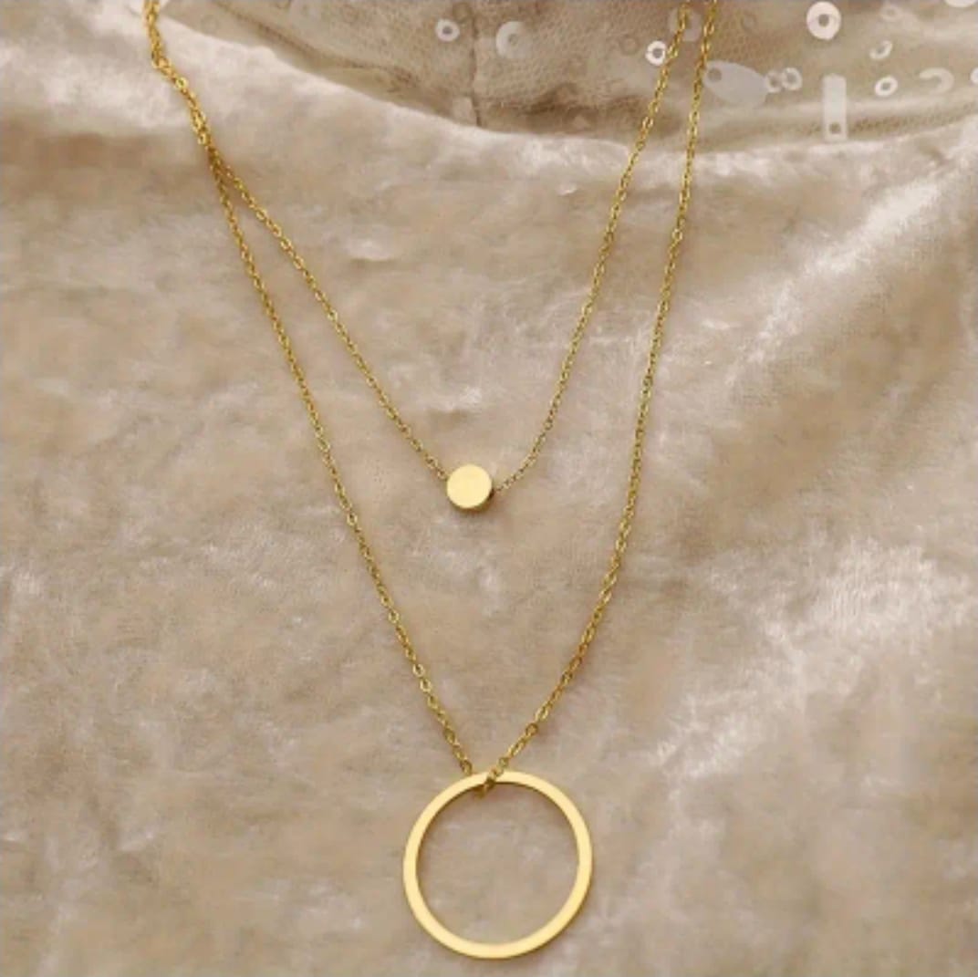 Colar circulo Duplo banhado a ouro 18k