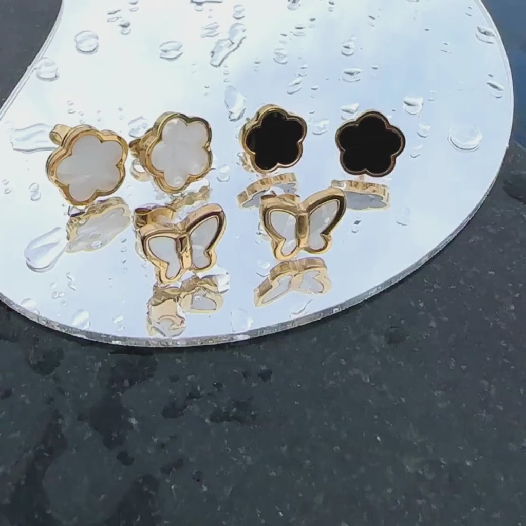 Brincos "Trevo", Aço Banhado a Ouro 18K