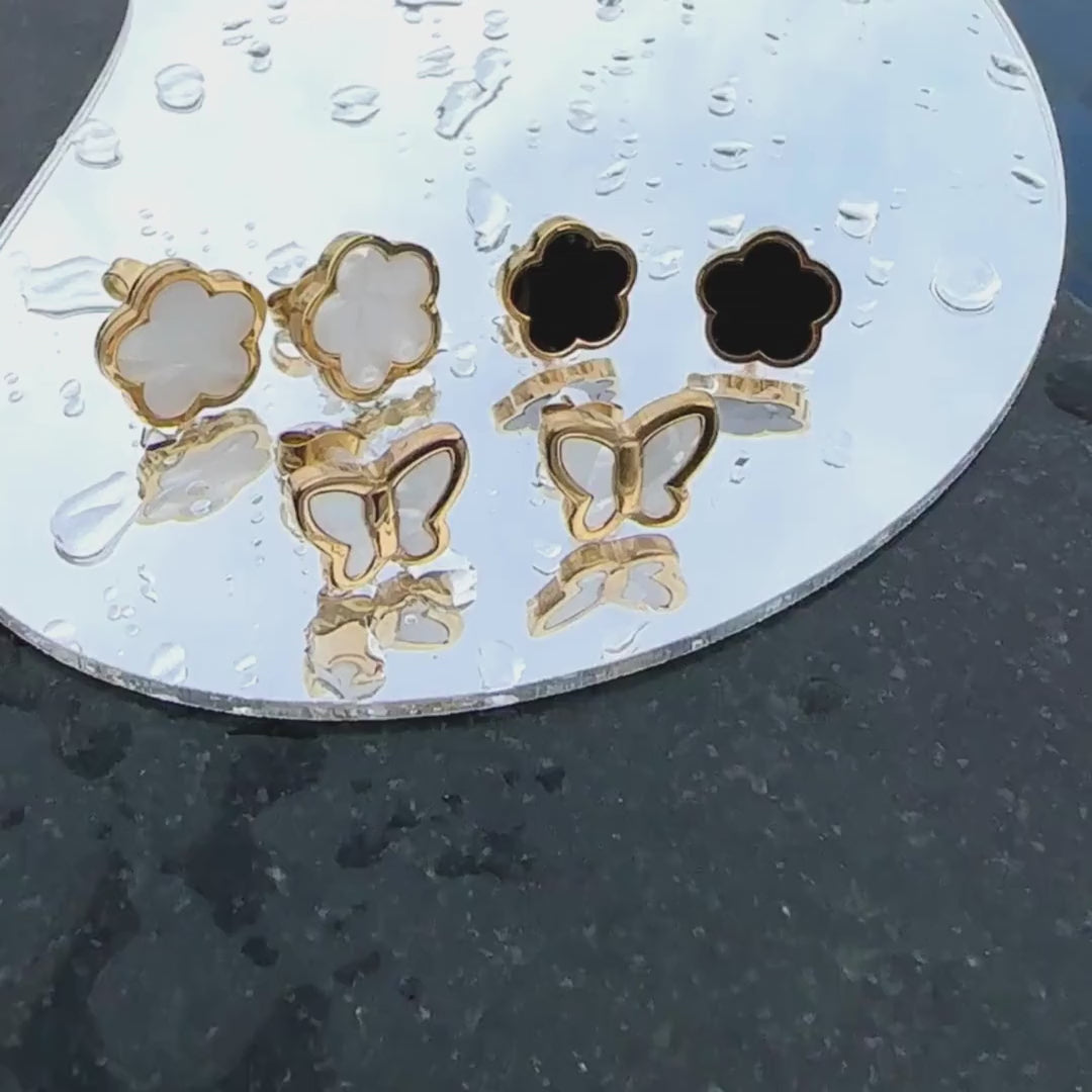 Brincos "Trevo", Aço Banhado a Ouro 18K