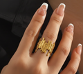 Anel aço inoxidável banhado a ouro 18K