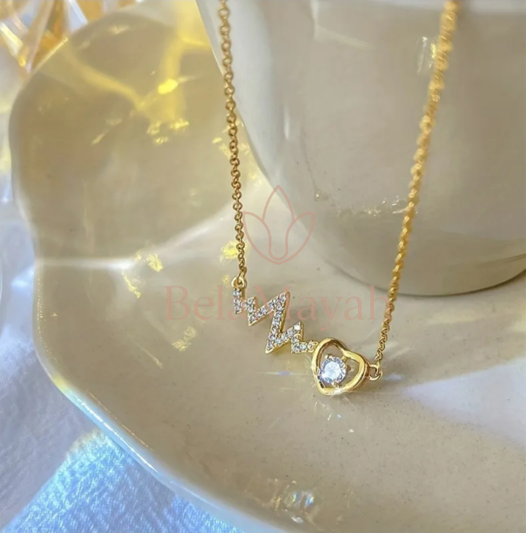 Colar batimentos em aço inoxidável banhado a ouro 18K