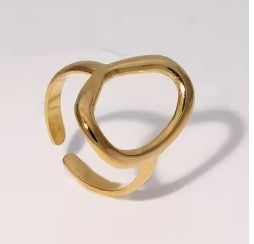 Anel aço inoxidável banhado a ouro 18K