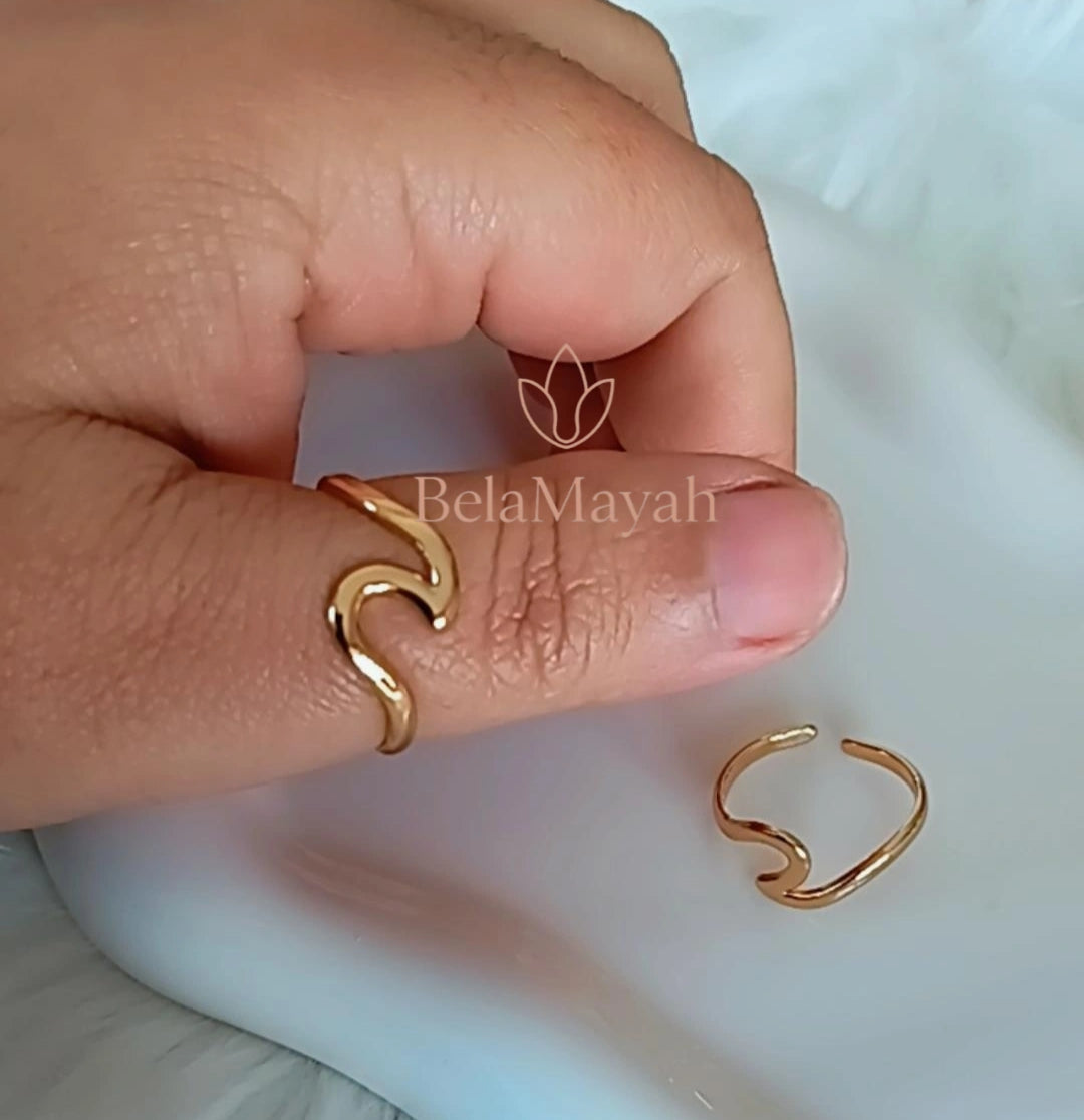 Anel aço inoxidável banhado a ouro 18K